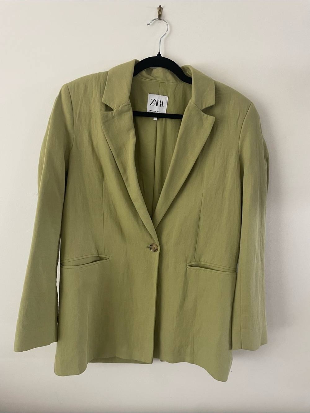ZARA Olive Green Single-Button Blazer